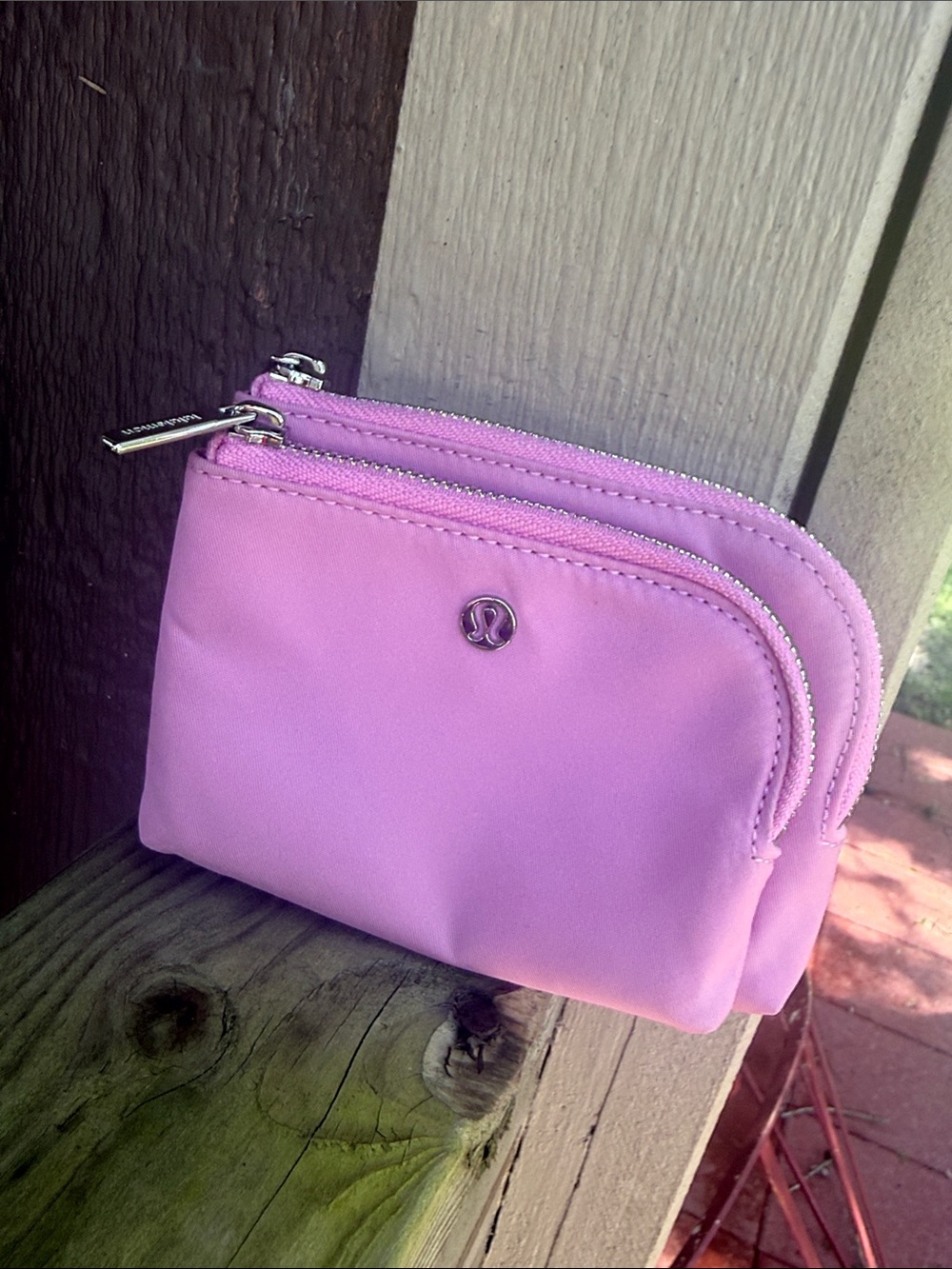 lululemon pastel pink keyring pouch